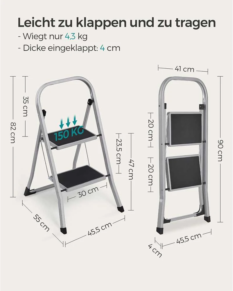 Songmics Kopėčios su 2 pakopomis