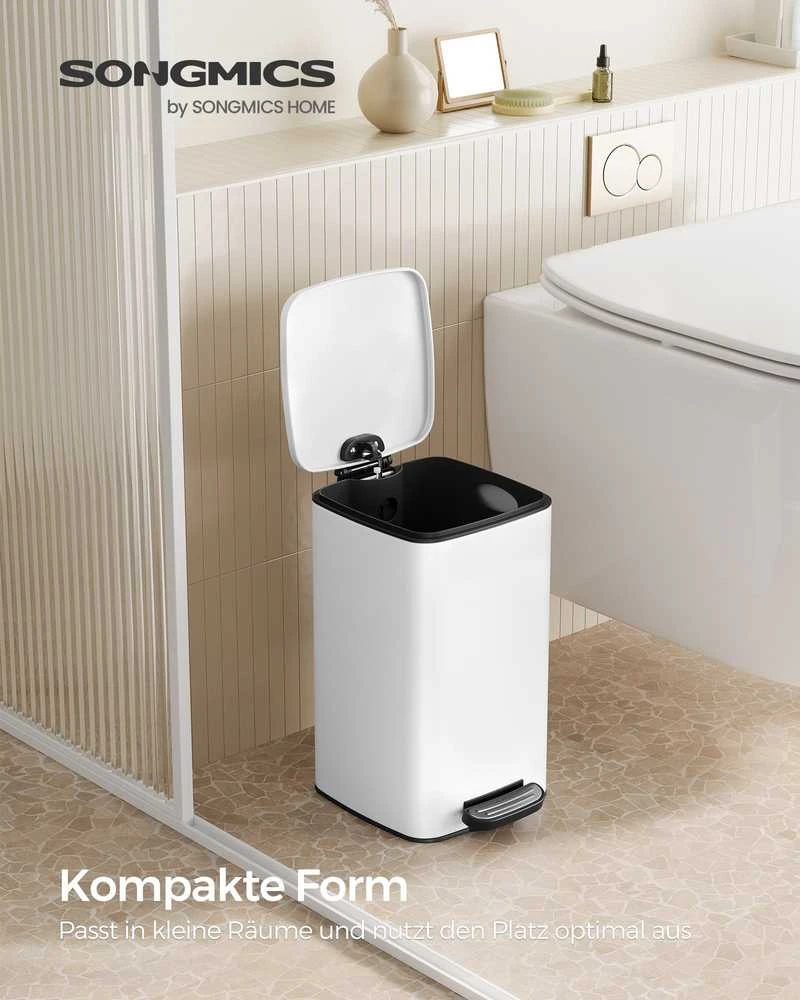 Songmics Kosmetikos dėžutė su pedalu "Softclose" plieninė balta