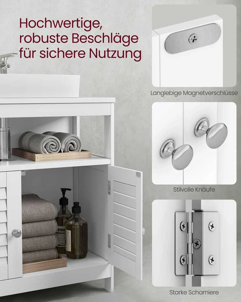 Songmics Vasagle Waschbeckenschrank mit Lamellentüren
