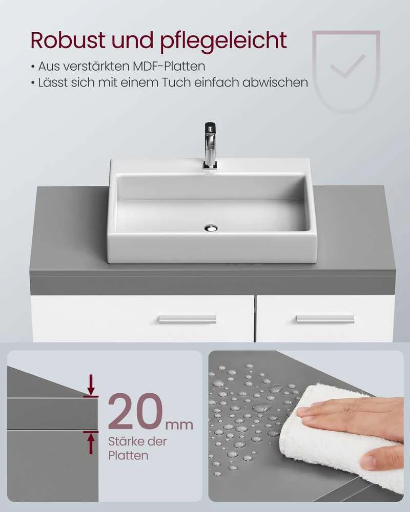 Vasagle Waschbeckenunterschrank 2 Fächer hinter der Tür