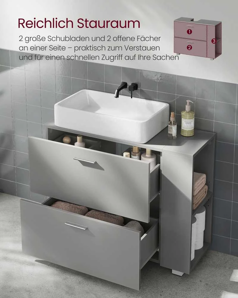 Vasagle Waschbeckenunterschrank 30 x 80 x 64 cm mit offenen Fächern
