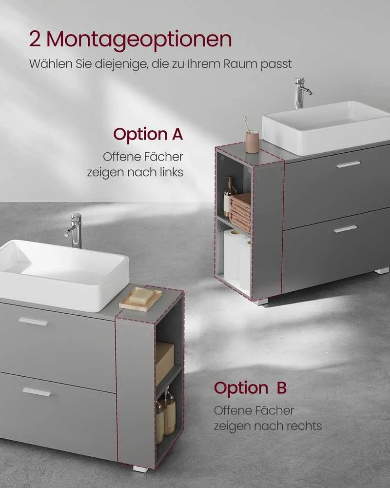 Vasagle Waschbeckenunterschrank 30 x 80 x 64 cm mit offenen Fächern