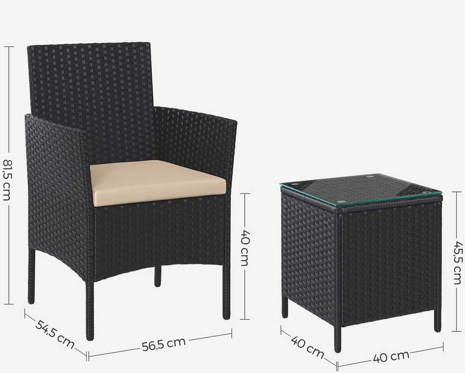 Lauko baldų komplektas Songmics Sodo baldų komplektas su stalu ir 2 kėdėmis