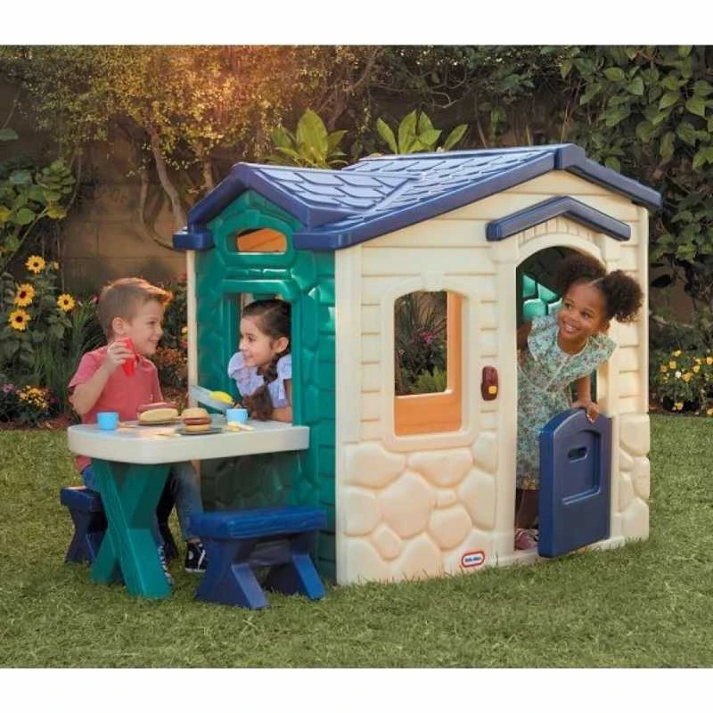 Little Tikes sodo namelis su PATIO ir stebuklingu varpeliu Tamsiai mėlyna ir žalia