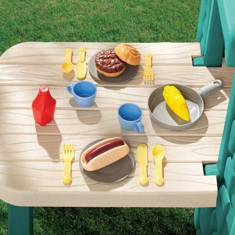 Little Tikes sodo namelis su PATIO ir stebuklingu varpeliu Tamsiai mėlyna ir žalia