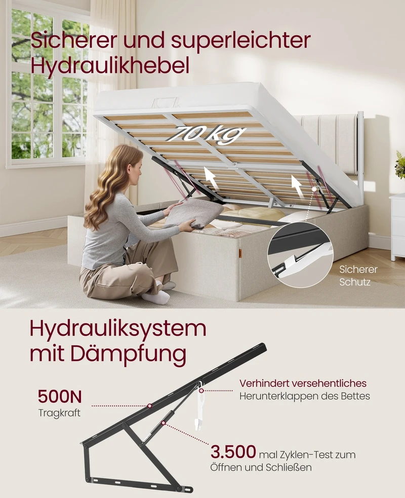 Songmics Lovos rėmas 140 x 200 cm