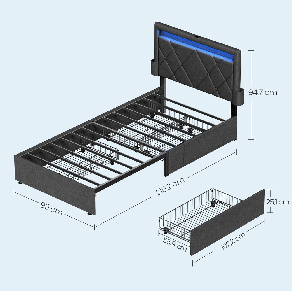 Songmics Lovos rėmas 90 × 200 cm