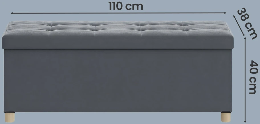 Songmics Pufas su daiktadėže 38 x 110 x 40 cm pilkas