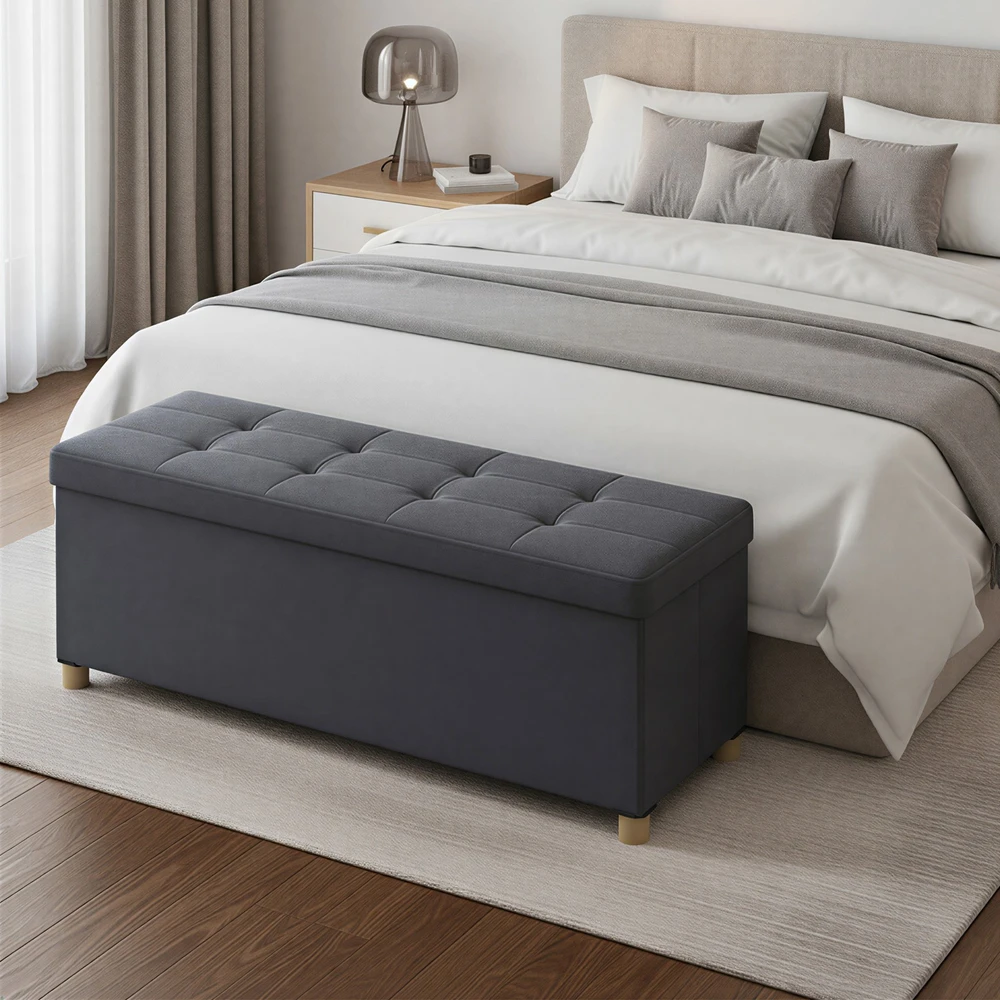 Songmics Pufas su daiktadėže 38 x 110 x 40 cm pilkas