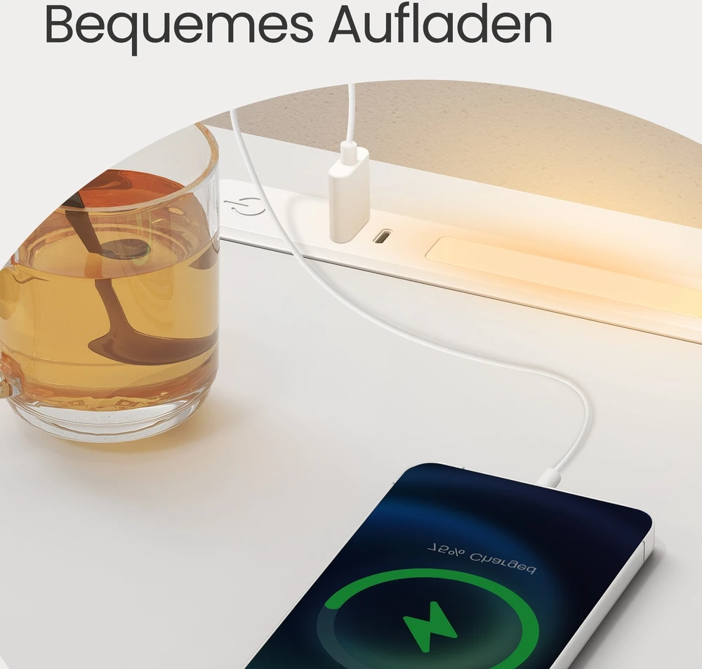 Songmics Naktinis staliukas su LED apšvietimu ir USB jungtimis