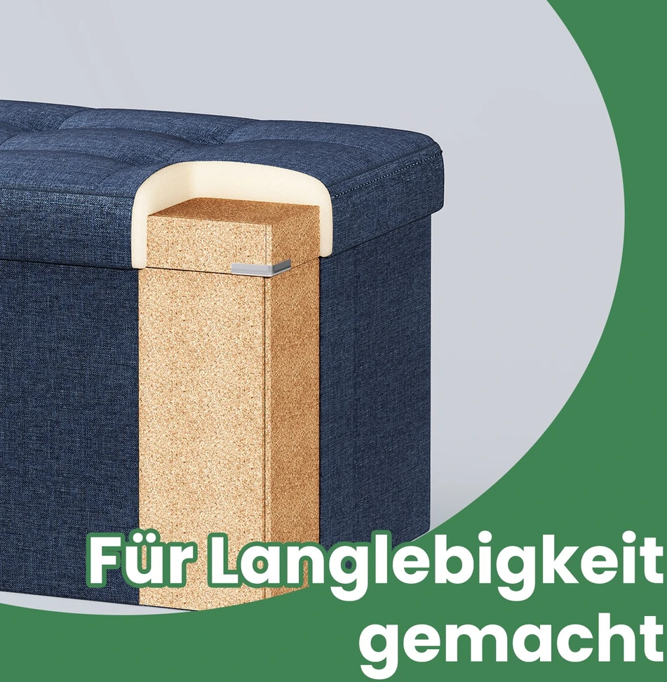 Songmics Pufas - daiktadėžė 76x38x38 cm tamsiai mėlyna