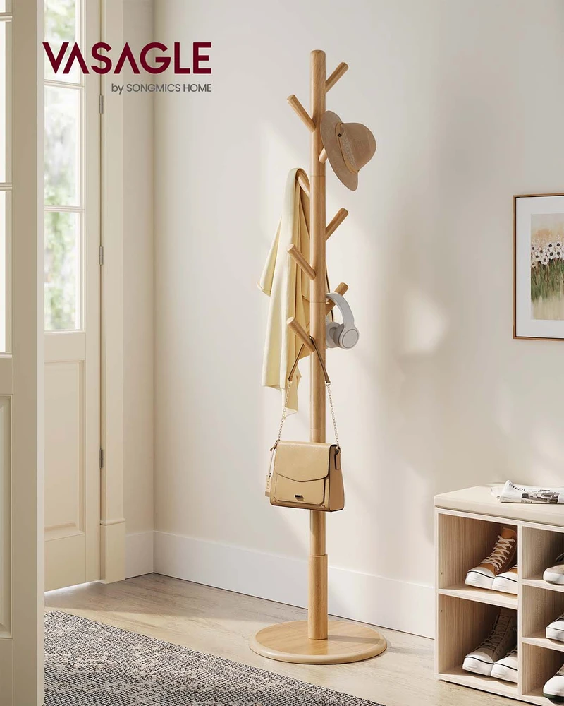 Songmics Drabužių stovas su aštuoniais kabliais, 40 cm skersmens, 171,8 cm aukščio