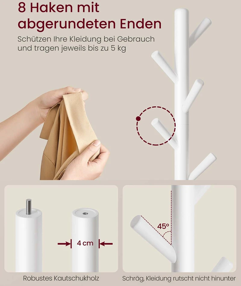 Songmics Drabužių kabykla su aštuoniais kabliais, 40 cm x 171,8 cm