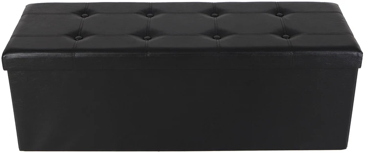 Songmics Minkštas suolas su sandėliavimo vieta 110 cm juodos spalvos