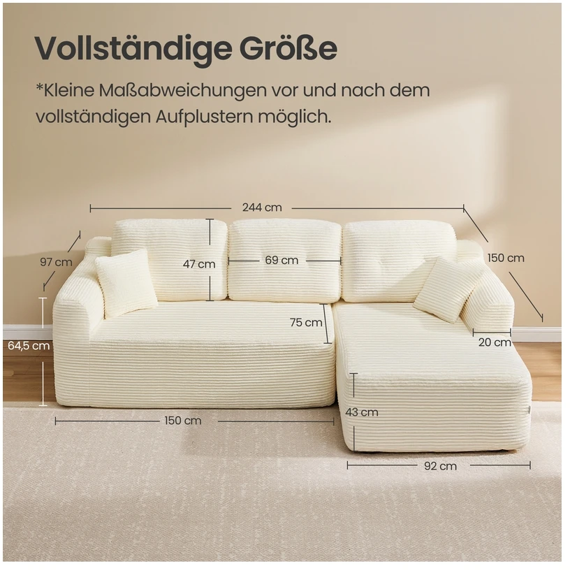 Songmics Kampinė modulinė sofa 244 cm