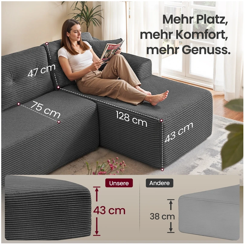 Vasagle Kampinė modulinė sofa 244 cm