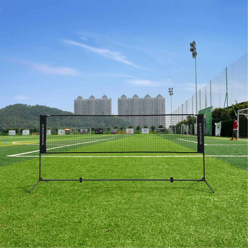 Songmics Juodos spalvos nešiojamasis badmintono tinklas