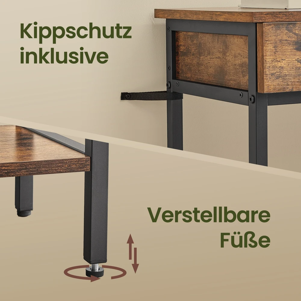Songmics Konsolinis stalas su 2 stalčiais, 100 × 30 × 80 cm