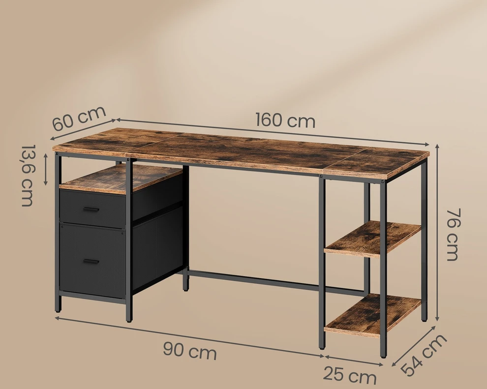 Songmics Kompiuterio stalas 60 × 160 × 76 cm