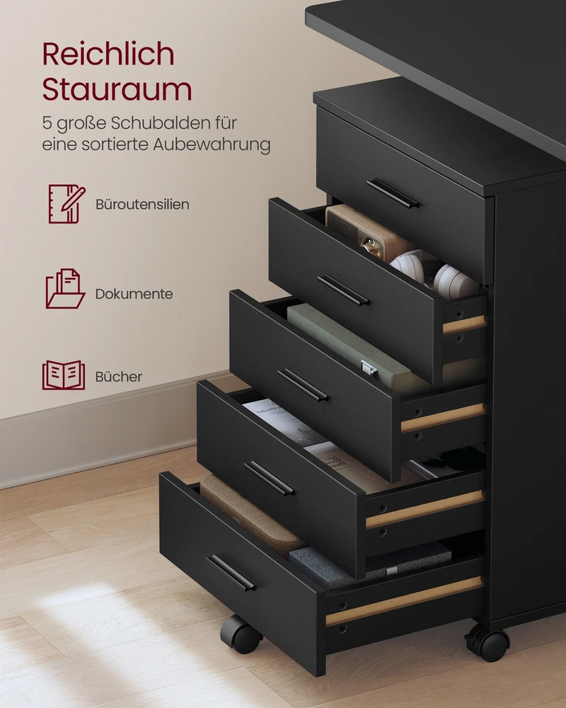 Songmics Biuro spintelė 40 x 42 x 65,7 cm 5 stalčiai