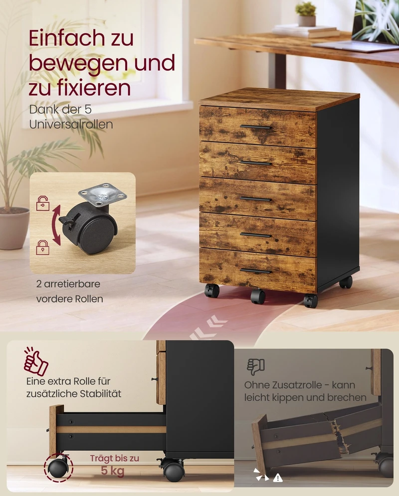 Songmics Biuro spintelė 40 x 42 x 65,7 cm 5 stalčiai