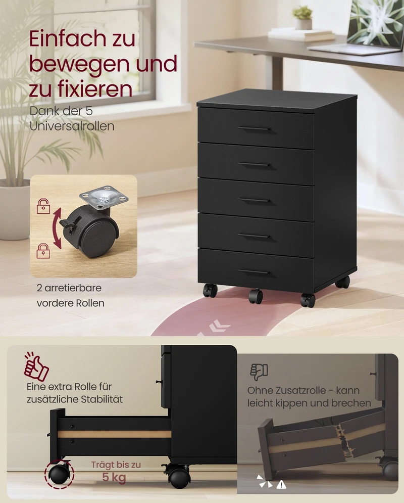 Songmics Biuro spintelė 40 x 42 x 65,7 cm 5 stalčiai