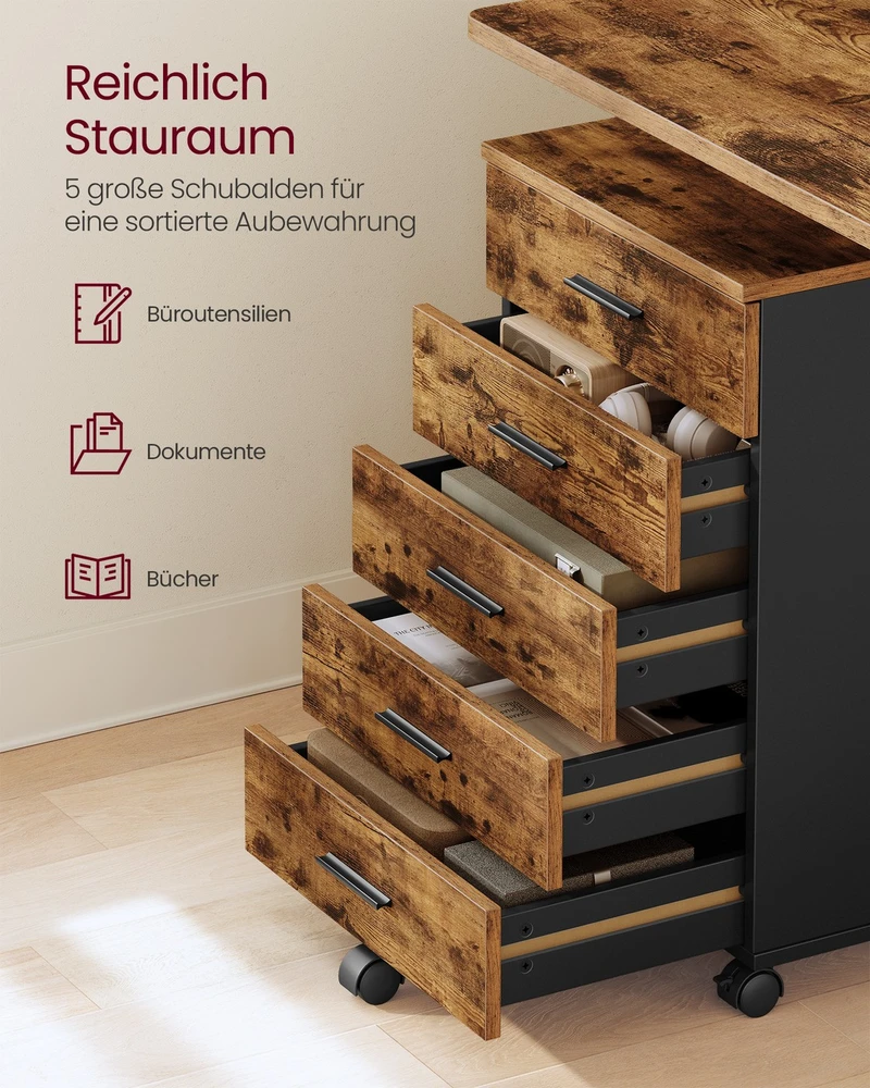 Songmics Biuro spintelė 40 x 42 x 65,7 cm 5 stalčiai