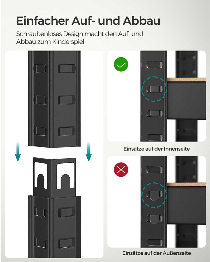 Songmics Reguliuojama stovinti lentyna su 4 lentynomis 40 x 80 x 160 cm vintažinė ruda-juoda