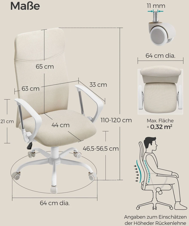 Songmics Biuro kėdė 58x59 cm, bežė