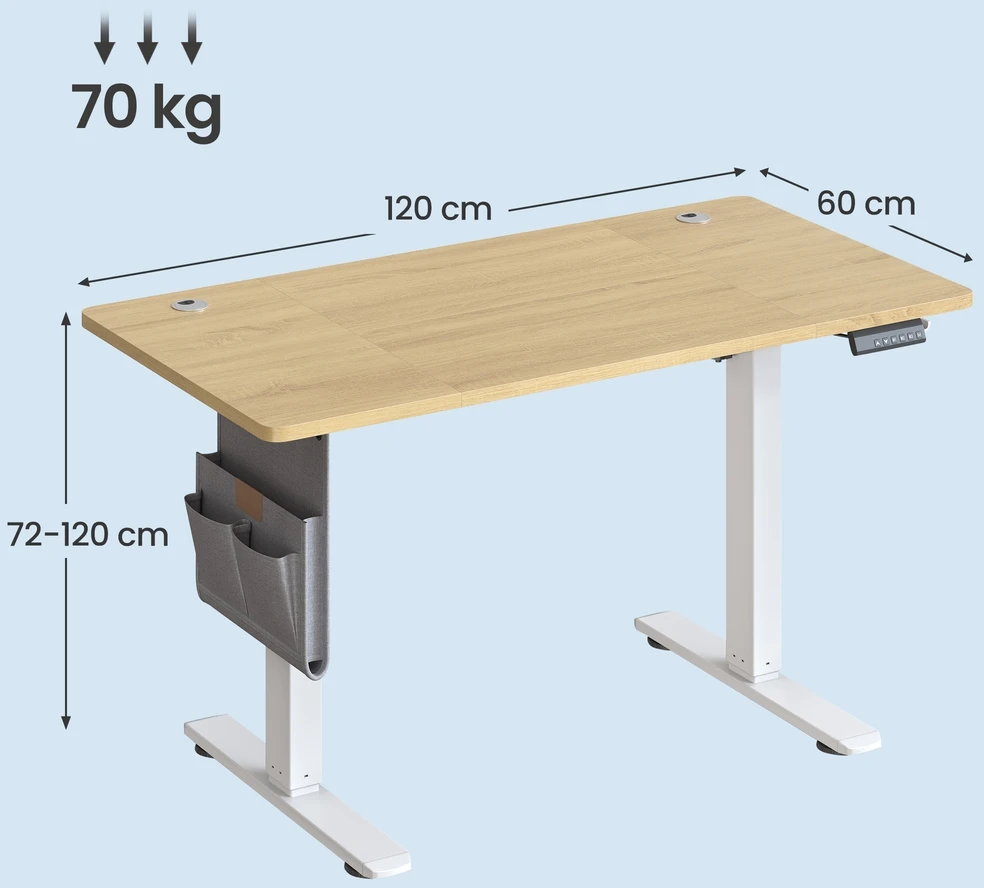 Songmics Rašomasis stalas 120 x 60 x 72-120cm