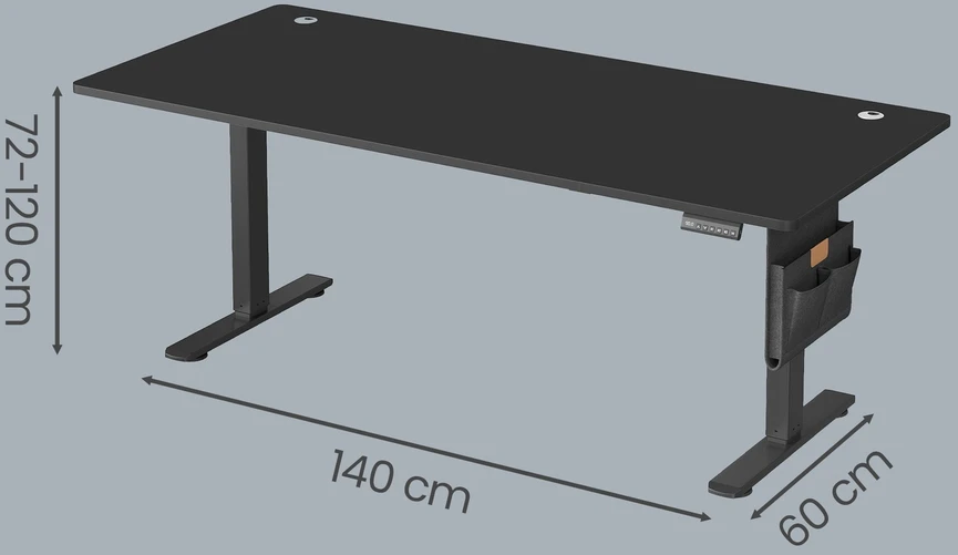 Songmics Reguliuojamo aukščio stalas 60 x 140 x (72–120) cm