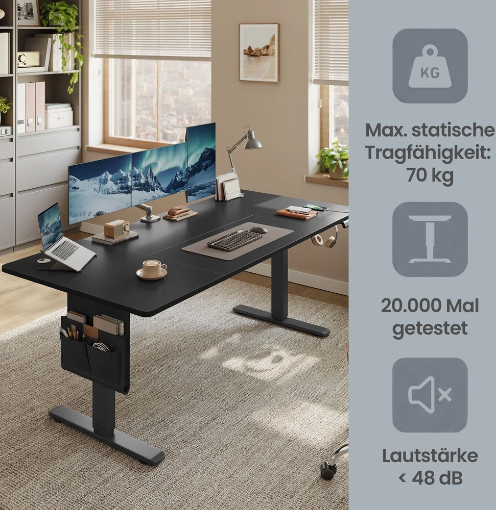 Songmics Reguliuojamo aukščio stalas 60 x 140 x (72–120) cm