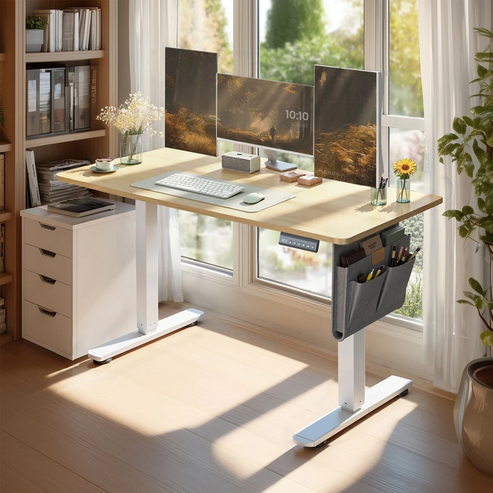 Songmics Reguliuojamo aukščio stalas 140 x 60 x (72–120) cm