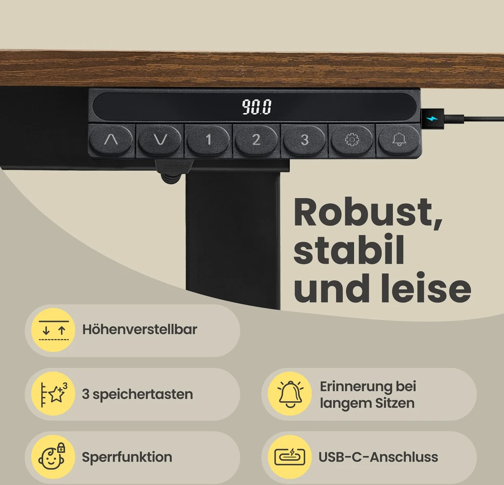 Songmics Reguliuojamo aukščio stalas 140 × 70 cm