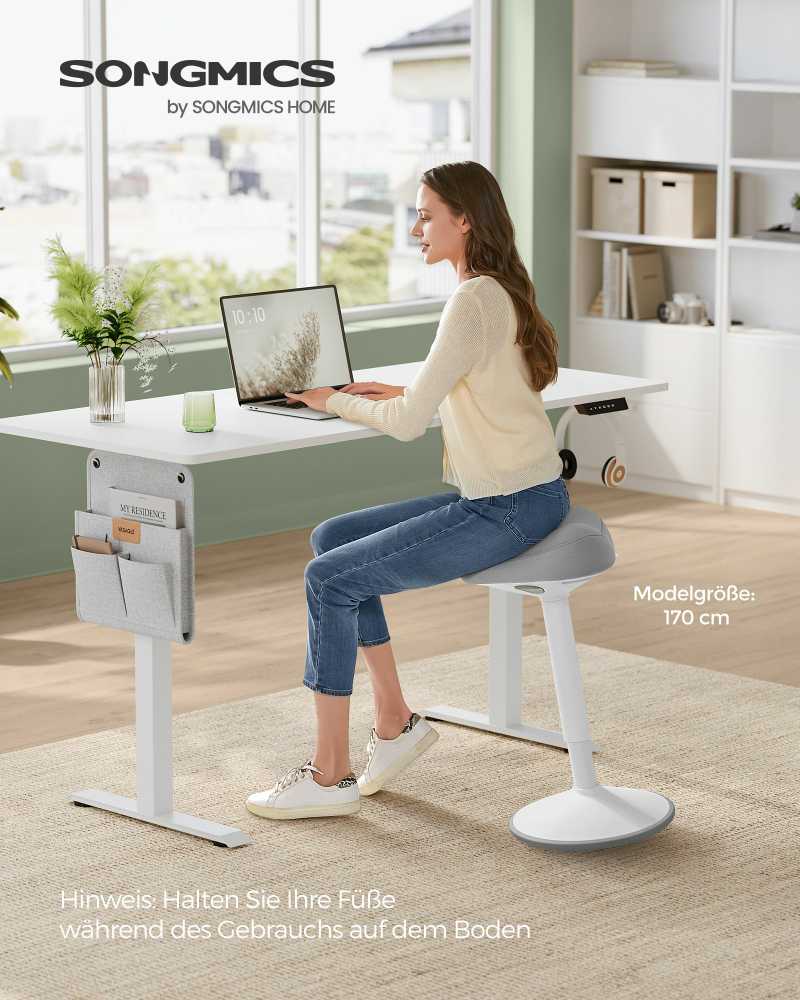 Songmics Reguliuojamo aukščio ir modernios pilkos spalvos stovima taburetė