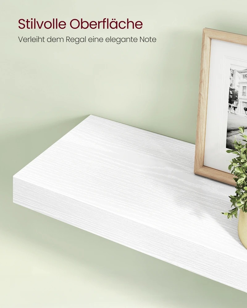 Songmics Sieninė lentyna plaukiojanti lentyna 20 x 60 x 3,8 cm sniego balta