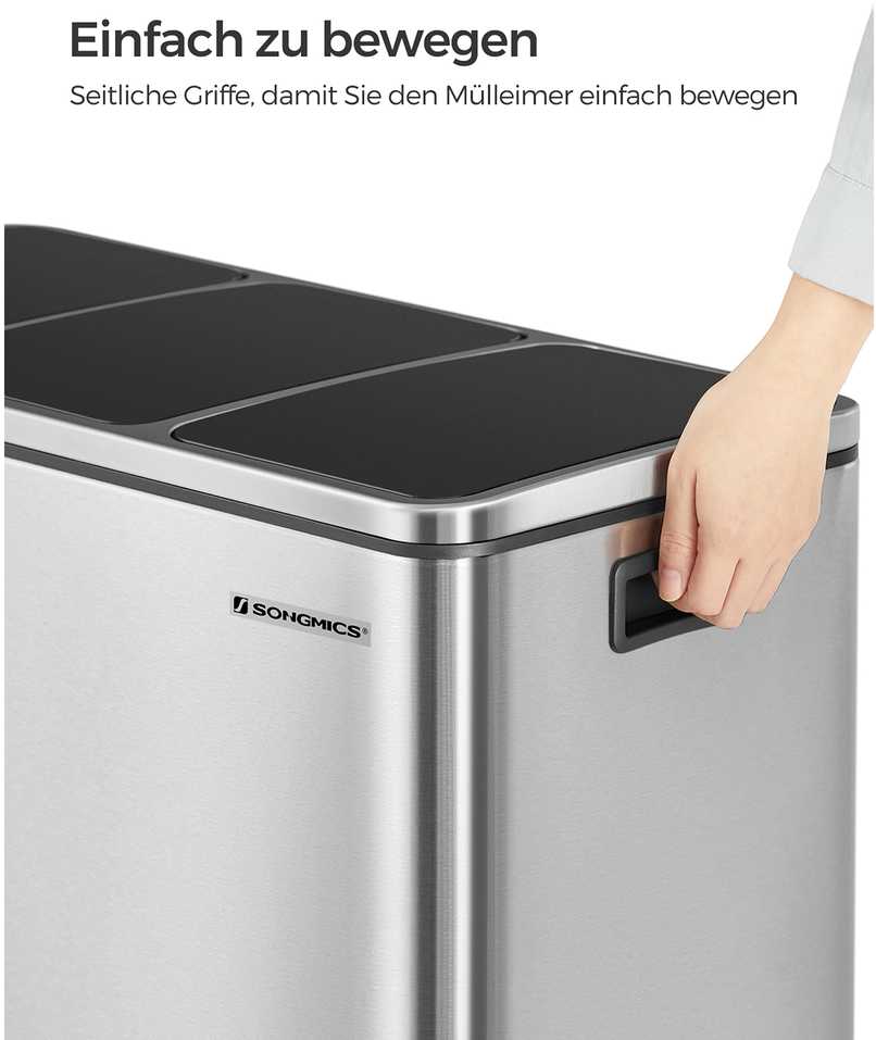 Songmics Šiukšliadėžė 54 litrai (3 x 18 l)