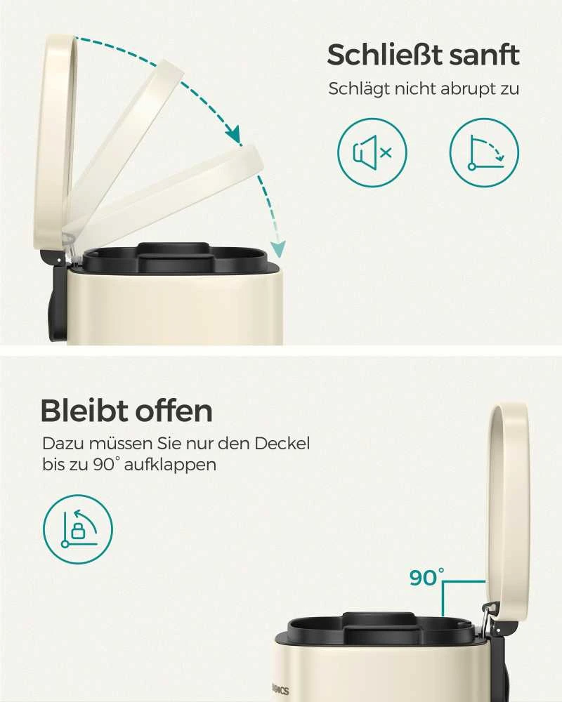 Songmics 40 litrų talpos šiukšliadėžė (2 x 20 l) Balta