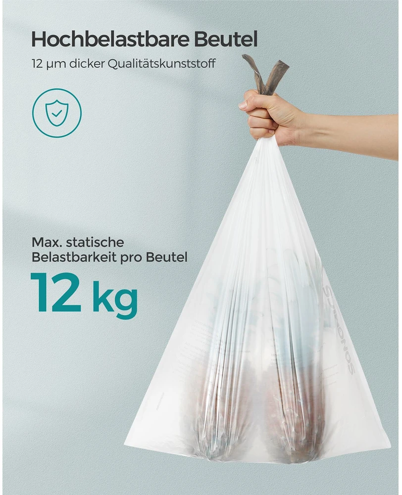 Songmics 15-20 litrų talpos šiukšliadėžių įdėklai su virvele 3 x 40 vnt.