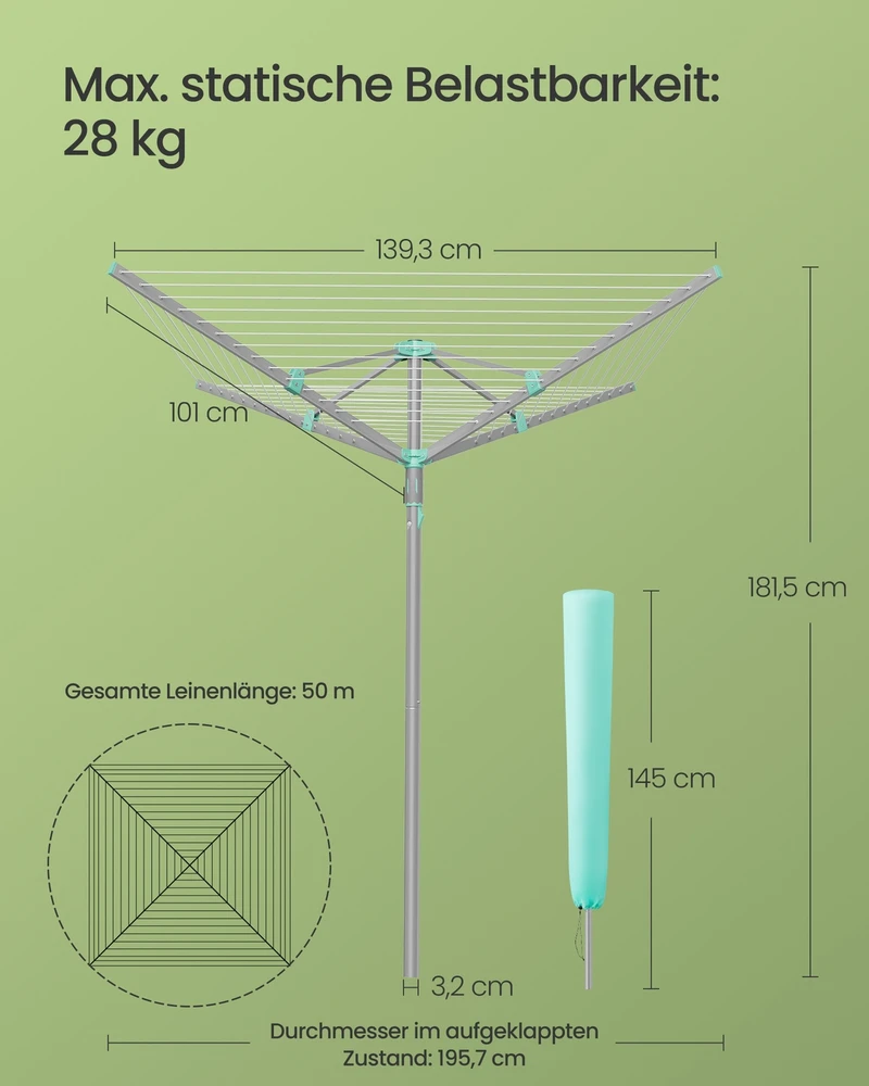 Songmics Skalbinių džiovyklė sidabrinė 50 m