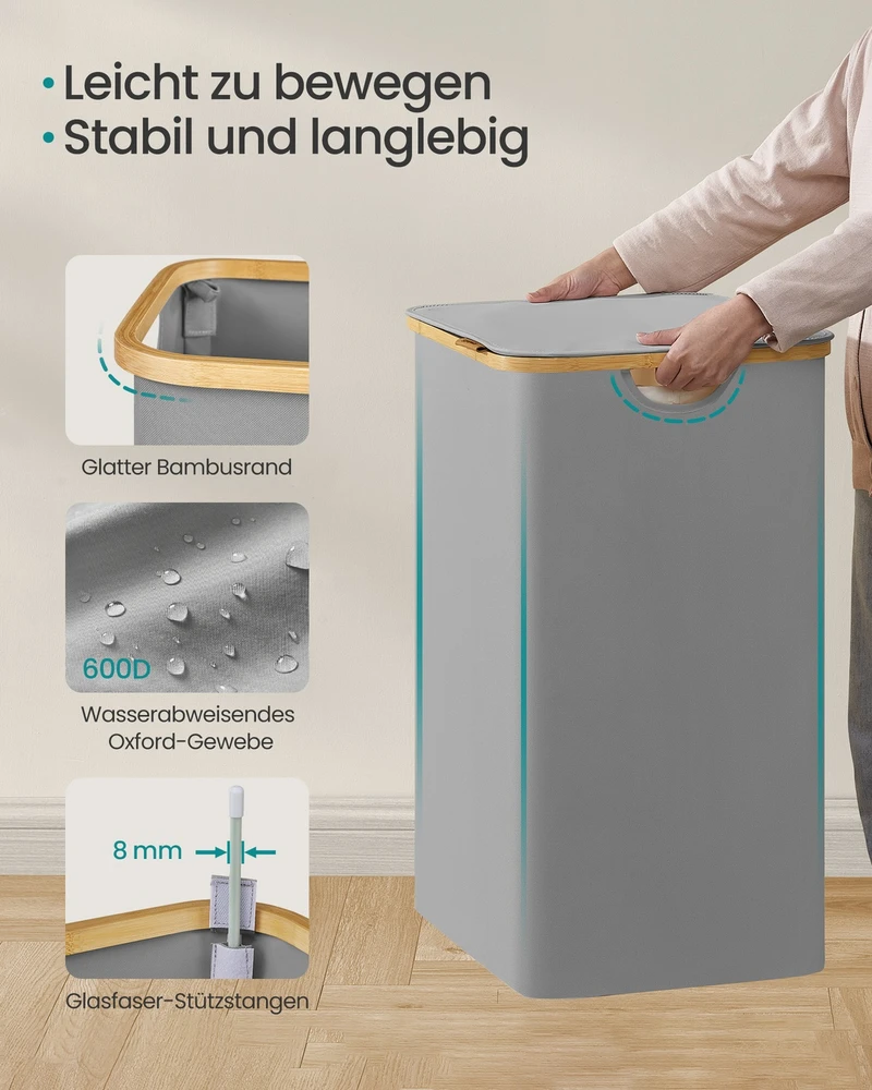 Songmics Skalbinių dėžė su dangčiu