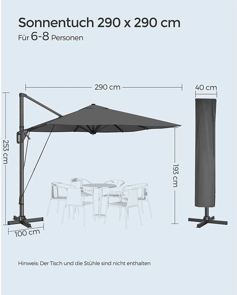 Songmics Parasol šviesoforo šviesa pilka