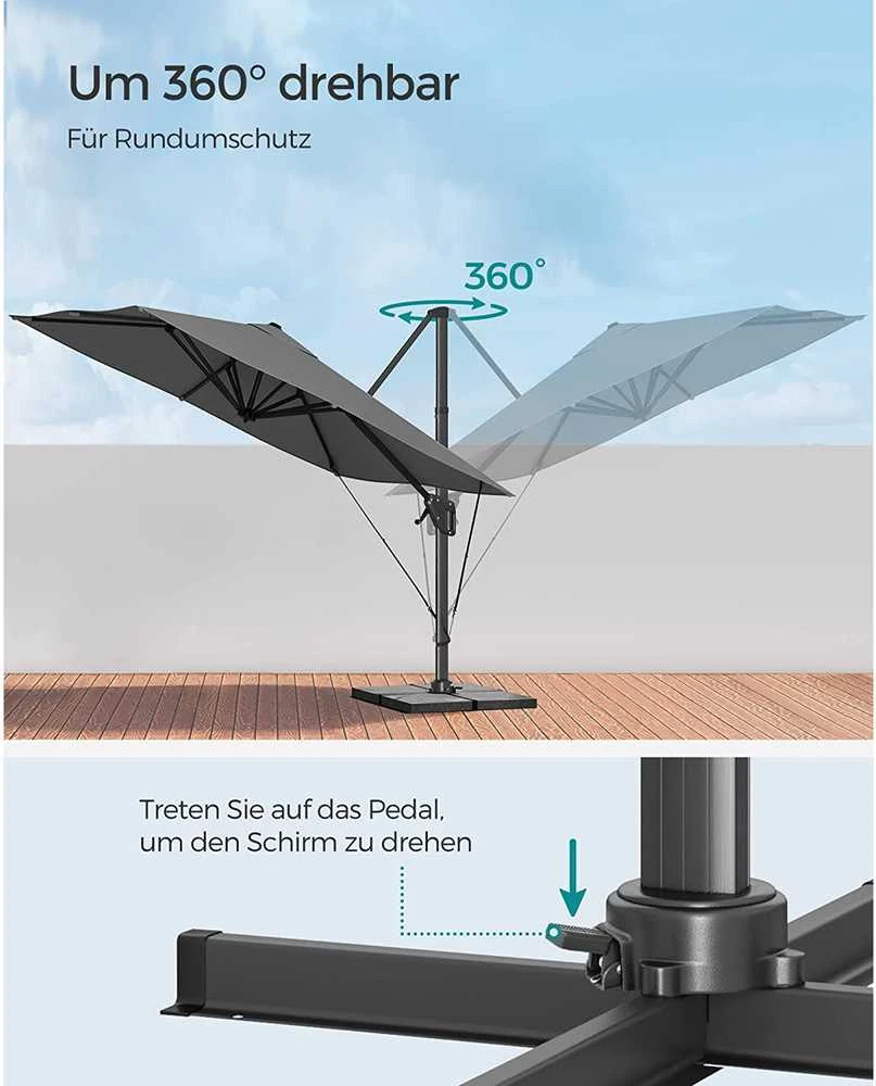 Songmics Parasol šviesoforo šviesa pilka