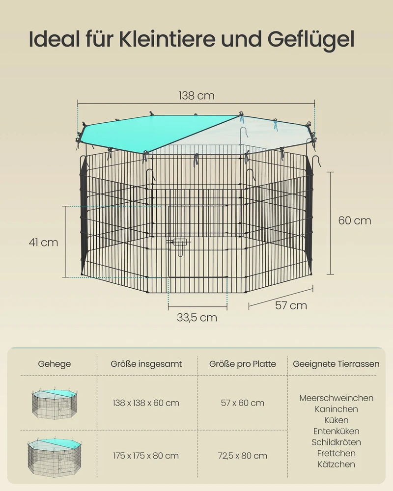 Songmics Aptvaras gyvūnams 138 × 138 cm