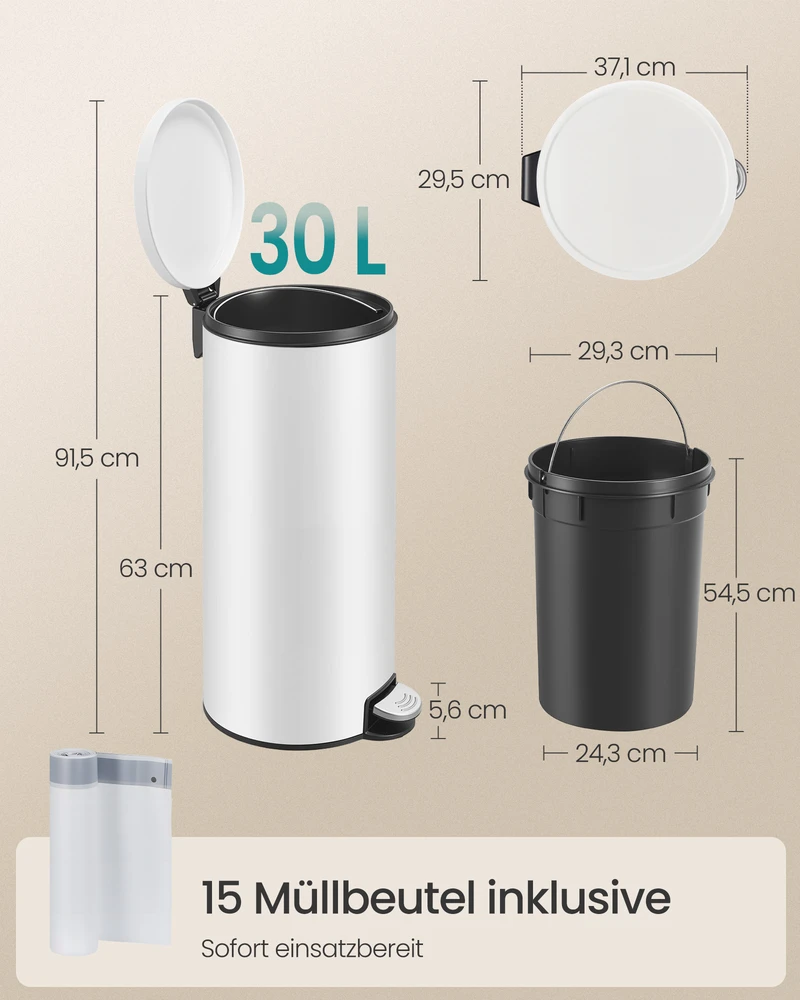 Songmics Šiukšlių dėžė 30 l