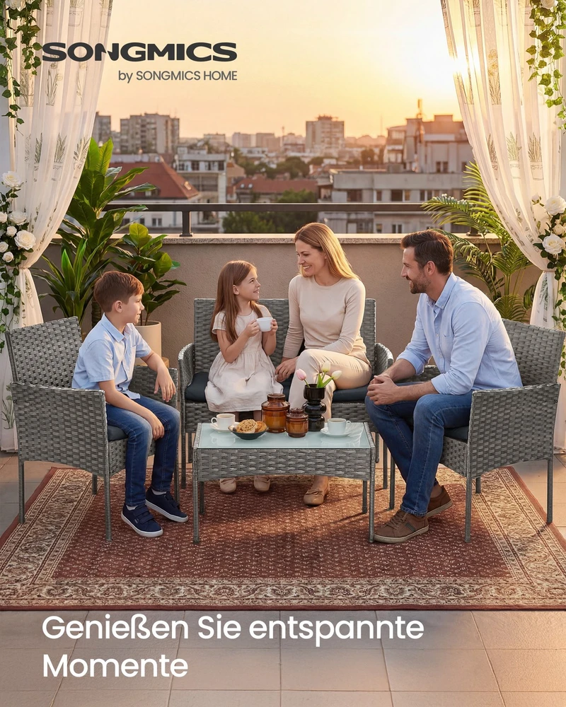 Lauko baldų komplektas Songmics Sodo baldų komplektas pilkas