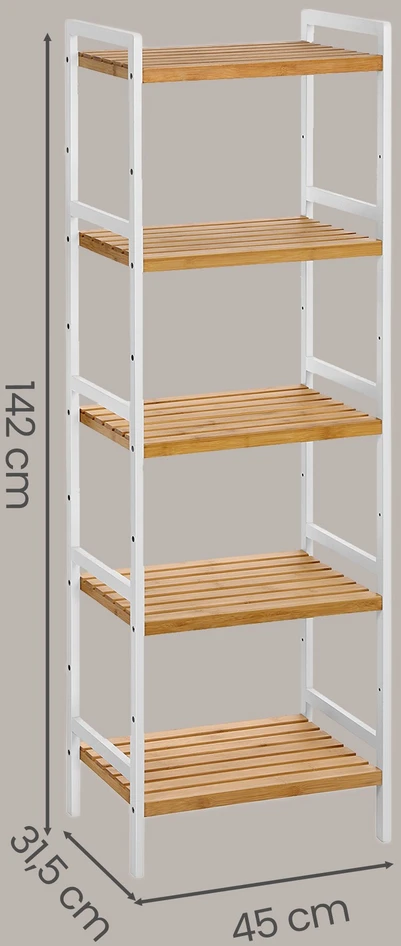 Songmics Bambukinė lentyna su 5 lentynomis 45 x 31,5 x 142 cm