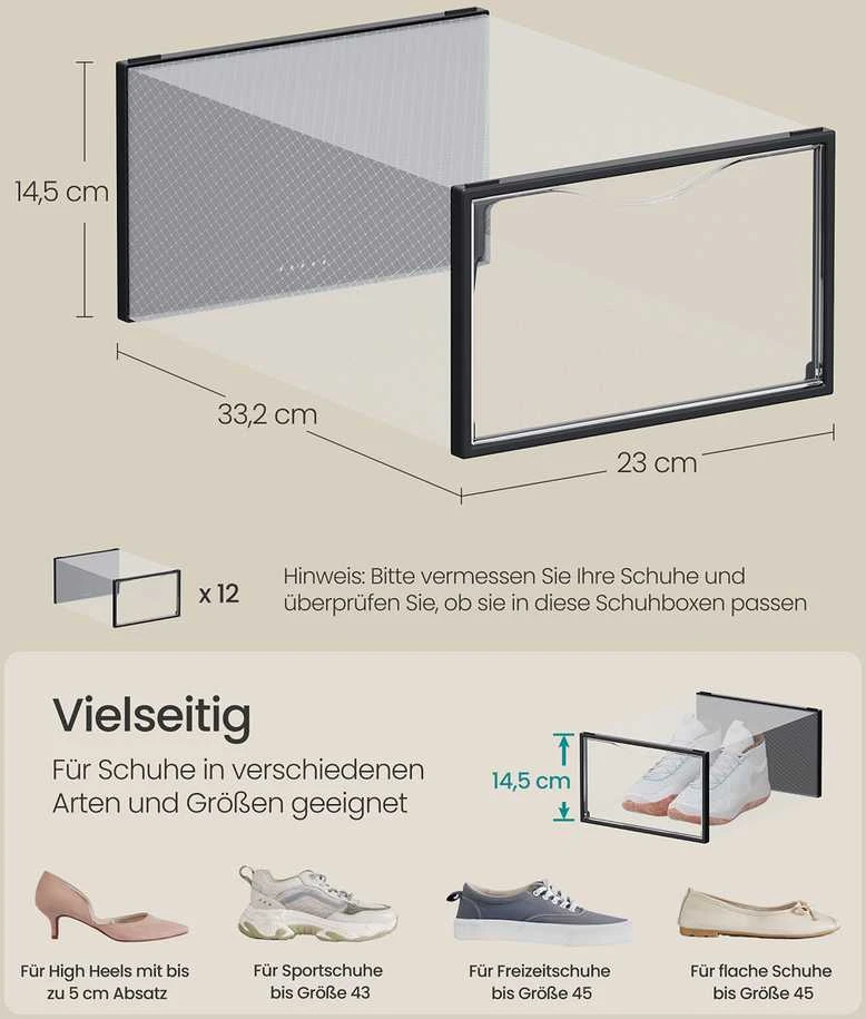 Lumarko Batų dėžutės 12 vnt. rinkinys, 33,2x23x14,5 cm, PP plastikas