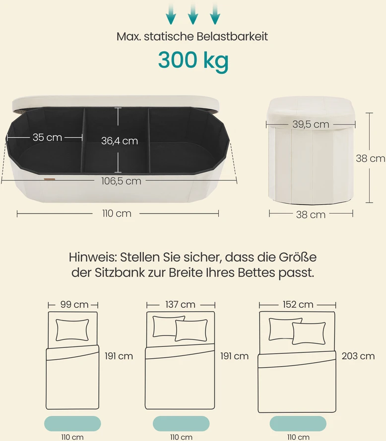 Songmics Pufas 38 × 110 × 38 cm