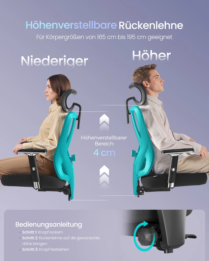 Songmics Ergonomiška biuro kėdė su reguliuojama atrama